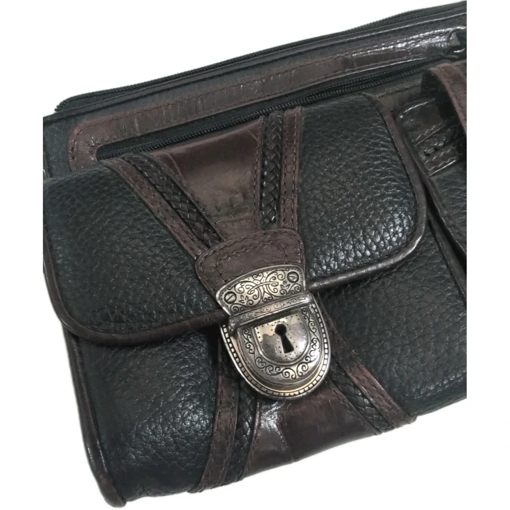 Vintage BRIGHTON Womens Leather Multi Pocket Brown Bag - NO STRAP
